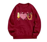 Sweat à capuche imprimé pour femme, confort tendance sans capuche pour un style sans effort. Gilet kilo, rouge, XL