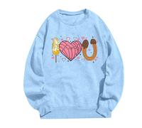 Sweat à capuche imprimé pour femme, confort tendance sans capuche pour un style sans effort. Gilet kilo, bleu ciel, XXL