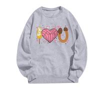 Sweat à capuche imprimé pour femme, confort tendance sans capuche pour un style sans effort. Gilet kilo, Gris clair., XXL
