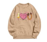 Sweat à capuche imprimé pour femme, confort tendance sans capuche pour un style sans effort. Gilet kilo, kaki, L