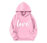 Sweat à capuche imprimé pour garçons et filles - Motif Sweet Love - T-shirts avec poches pour enfants - Surdimensionnés - Tenue d'automne et d'hiver, rose, 12-13 ans