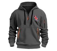 Sweat à capuche imprimé quart de fermeture éclair pour homme - Sweat à capuche surdimensionné avec plusieurs poches zippées - Sweat à capuche à manches longues - Veste décontractée cargo - Sweat à