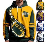 Sweat à capuche imprimé rugby pour homme - Supporter Rugby Rugga Pullover Hoody - Sweat à capuche à manches longues avec poche kangourou avec cordon de serrage - Cadeau d'anniversaire pour les fans de