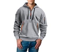 Sweat à capuche imprimé saisonnier d'Halloween pour homme - Pull confortable en coton mélangé pour les fêtes festives, gris, 3XL