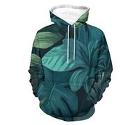 Sweat À Capuche Imprimé Unisexe - Feuilles Vertes Sweat-Shirt À Capuche Imprimé 3D pour Homme, Décontracté, Respirant, Tendance, Grande Taille, Printemps-Automne, Style Rétro, Streetw