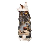 Sweat à capuche imprimé village de Noël pour chiot, doux, confortable et respirant pour animaux de compagnie, vêtements mignons pour chiens, chats, petits animaux de compagnie, taille S