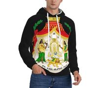 Sweat À Capuche Imprimée Empire Éthiopien Blason National Homme Pull Sweat Veste Décontractée Sport Patriotique Polaire Chaude Coupe-Vent Confortable Ample Toutes Saisons