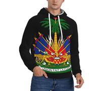 Sweat À Capuche Imprimée République D'Haïti Blason National Homme Pull Sweat Veste Décontractée Sport Style Urbain Respirante Poche Classique Confort Toutes Saisons