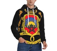 Sweat À Capuche Imprimée Royaume du Maroc Blason National Homme Pull Sweat Veste Décontractée Sport Patriotique Polaire Chaude Coupe-Vent Confortable Ample Toutes Saisons