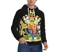Sweat À Capuche Imprimée Royaume-Uni De Grande-Bretagne Et D'Irlande du Nord Blason National Homme Pull Sweat Veste Décontractée Sport Patriotique Polaire Chaude Coupe-Vent Confortable Ample Toutes