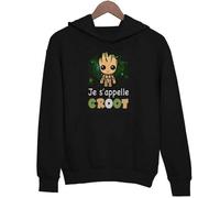Sweat à Capuche - Je s'appelle Groot - Modèle Mignon - Noir - Manches Longues - Adulte S