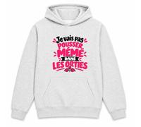 Sweat à Capuche Je vais pas pousser mémé dans les orties Expressions Françaises | rose | Hoodie Molleton Gratté 280 g/m² Gris Chiné Poche Kangourou | Unisexe XS à 5XL | Idée Cadeau Noël Anniversaire