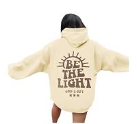 Sweat à capuche Jesus Be The Light pour femme - Lettre d'automne - Col rond chrétien - Avec capuche - Mode religieuse - Cool athlétique - Graphique - Vintage - Jésus sauve Dieu - 2025, rose, XL