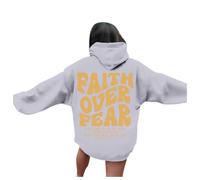 Sweat à capuche Jesus Faith Over Fear Esthétique pour femme Coupe ample Casual Christian Pull à capuche Tenues Dieu Y2K Preppy Graphic Trendy Sweats à manches longues Uni I Love Jesus Comfort, gris, S