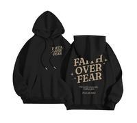 Sweat à capuche Jesus Faith Over Fear pour femme, coupe ample, anime chrétien, vêtements God Workou Summer Graphic Beach Casual 2025 Custom Trust In The Lord Soft, Noir , S