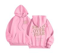 Sweat à capuche Jesus Faith Over Fear pour femme, coupe ample, anime chrétien, vêtements God Workou Summer Graphic Beach Casual 2025 Custom Trust In The Lord Soft, rose, XXL