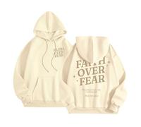 Sweat à capuche Jesus Faith Over Fear pour femme, coupe ample, anime chrétien, vêtements God Workou Summer Graphic Beach Casual 2025 Custom Trust In The Lord Soft, beige, XXL