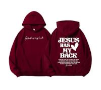 Sweat à capuche Jesus Has My Back Jesus Has My Back Sweatshirt Christian Jesus Hoodies Inspiration Religious Faith Shirt, bordeaux, L