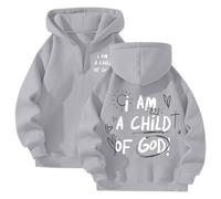 Sweat à capuche Jesus I Am A Child of God pour femme, coupe ample, style chrétien, gothique, fermeture éclair, style sportif, décontracté, 2025 Essential Pray The Lord Religious, gris clair, M