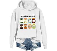 Sweat à capuche Jesus Is My Jam pour femme et homme avec verset de la Bible chrétienne, blanc, S