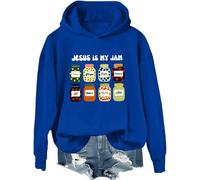Sweat à capuche Jesus Is My Jam pour femme et homme avec verset de la Bible chrétienne, Klein Blue, S