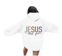 Sweat à capuche Jesus Jesus Chase You pour femme - Décontracté - Chrétien - Automne - Dessin animé - I Love Jésus - Tenues pour adolescents - Ample - Graphique tendance - Religieuse, blanc, S