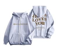 Sweat à capuche Jesus Jesus Loves You pour femme tendance avec cordon de serrage doublé en polaire - Pray The Lord - Joli graphique - Fermeture éclair - Vêtements Backwoods Faith God avec capuche Y2K
