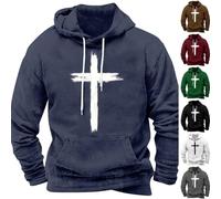 Sweat à capuche Jésus pour homme avec impression croisée 3D Christian Jésus Hoodies Bible Foi Jésus Pull d'hiver avec doublure en polaire Cadeau chrétien pour garçons, gris, M