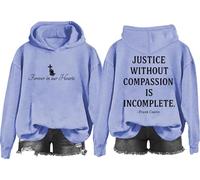 Sweat à capuche Justice Without Compassion Is Incomplet, Justice Without Compassion Is Incomplete Sweatshirt, Sky Blue-2., S