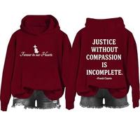 Sweat à capuche Justice Without Compassion Is Incomplet, Justice Without Compassion Is Incomplete Sweatshirt, Bordeaux-2, XXL