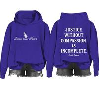 Sweat à capuche Justice Without Compassion Is Incomplet, Justice Without Compassion Is Incomplete Sweatshirt, Klein Blue-2, S