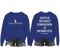 Sweat à capuche Justice Without Compassion Is Incomplet, Justice Without Compassion Is Incomplete Sweatshirt, Klein Blue, L