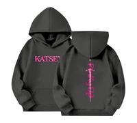 Sweat à Capuche K atseye pour Enfants Produits Dérivés Pinky up K atseye Pull à Manches Longues avec Imprimé Sweat à Capuche Pinky up avec Poche pour Garçons Et Filles 03-Gris foncé 110