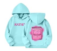 Sweat à Capuche K atseye pour Enfants Produits Dérivés Pinky up K atseye Pull à Manches Longues avec Imprimé Sweat à Capuche Pinky up avec Poche pour Garçons Et Filles 02-Turquoise 140