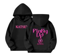 Sweat à Capuche Katseye pour Enfants Produits Dérivés Pinky up Katseye Pull à Manches Tournée Mondiale Sweat à Capuche Pinky up avec Poche pour Garçons Et Filles 04-Noir 140