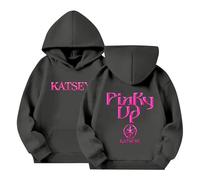 Sweat à Capuche Katseye pour Enfants Produits Dérivés Pinky up Katseye Pull à Manches Tournée Mondiale Sweat à Capuche Pinky up avec Poche pour Garçons Et Filles 04-Gris foncé 160