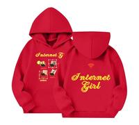 Sweat à Capuche Katseye pour Enfants Produits Dérivés Pinky up Katseye Pull à Manches Tournée Mondiale Sweat à Capuche Pinky up avec Poche pour Garçons Et Filles 01-Rouge 130