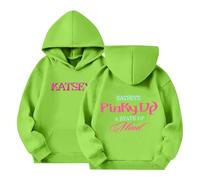 Sweat à Capuche Katseye pour Enfants Produits Dérivés Pinky up Katseye Pull à Manches Tournée Mondiale Sweat à Capuche Pinky up avec Poche pour Garçons Et Filles 04-Vert Clair 120