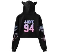 Sweat à capuche Kpop Suga V Jungkook Jimin Rap Jhope Jin Love Yourself Bangtan Boys Cat Ear Pullover, Noir J-hope, Small