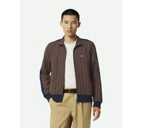 Sweat à capuche Lacoste Paris Monogramme à fermeture éclair complète marron bleu marine - M