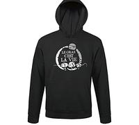 Sweat à Capuche Le Gras C'est la Vie | Citation Humoristique Kaamelott | pour Les Fans de Karadoc Série TV | Hoodie drôle et Fun imprimé en France M