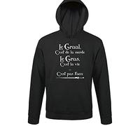 Sweat à Capuche Le Gras C'est la Viele Graal C'est de la Merde | Citation Humoristique Kaamelott | pour Les Fans de Karadoc Série TV | Hoodie drôle et Fun imprimé en France S
