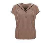 Sweat à capuche léger à col en V avec boutons et cordon de serrage élastique fin uni avec ourlets roulés, hauts extensibles pour sortir, t-shirts décontractés pour un usage quotidien athlétique,