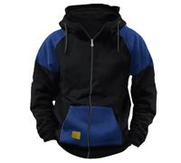 Sweat à capuche léger à fermeture éclair intégrale pour homme Veste décontractée Manteau à capuche patchwork à manches longues Sweat à capuche chaud Couleur contrastée Sweat à capuche tendance avec