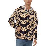 Sweat à capuche léger à manches longues avec cordon de serrage et poches pour homme Motif chauve-souris, 3D, S