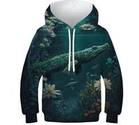 Sweat à capuche léger à manches longues pour garçons et filles Motif chien dans l'espace, Crocodile Wonder, 12-14 Years