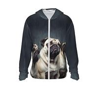Sweat à capuche léger avec protection solaire pour chien carlin drôle - Vêtement de protection solaire à manches longues pour randonnée en plein air