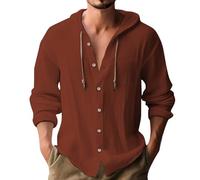 Sweat à capuche léger en coton et lin pour homme pour l'été confortable à manches longues, couleur unie, pull à capuche avec cordon de serrage, pull à capuche uni pour les vacances