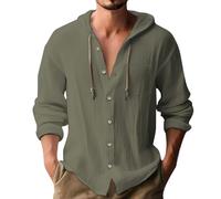 Sweat à capuche léger en coton et lin pour homme pour l'été confortable à manches longues, couleur unie, pull à capuche avec cordon de serrage, pull à capuche uni pour les vacances