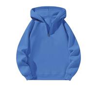 Sweat à capuche léger en polaire pour femme - Avec capuche - Couleur unie - Manches longues - En coton - Demi-fermeture éclair - Style décontracté - Veste de survêtement - Hauts - Automne et hiver